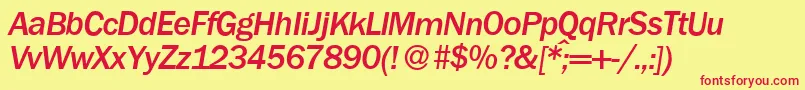 FranklingothicnewMediumItalic Font – Red Fonts on Yellow Background