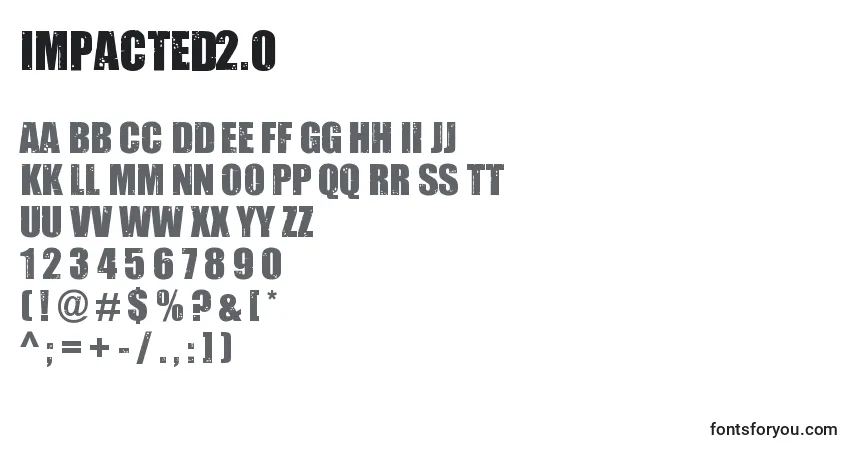 Schriftart Impacted2.0 – Alphabet, Zahlen, spezielle Symbole