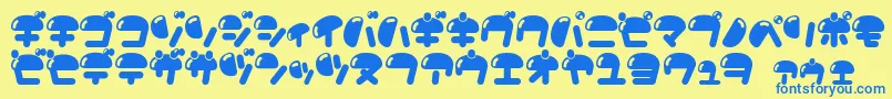 Nikukyu Font – Blue Fonts on Yellow Background