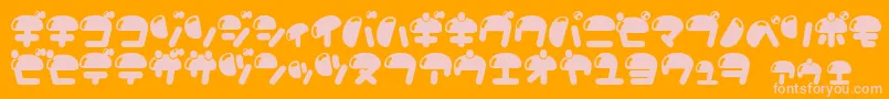 Nikukyu Font – Pink Fonts on Orange Background