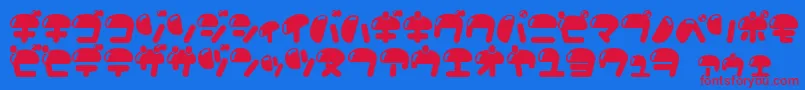 Nikukyu Font – Red Fonts on Blue Background