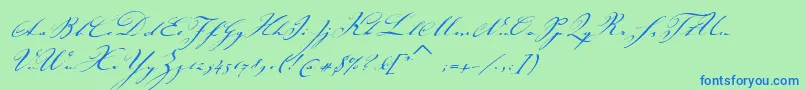 JohannsparklingitcTt-Schriftart – Blaue Schriften auf grünem Hintergrund