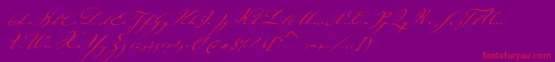 Czcionka JohannsparklingitcTt – czerwone czcionki na fioletowym tle