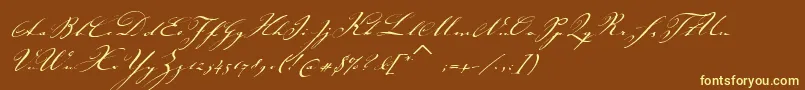 JohannsparklingitcTt-Schriftart – Gelbe Schriften auf braunem Hintergrund