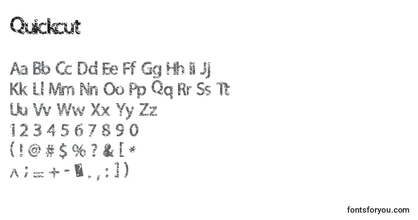 Quickcut-fontti – aakkoset, numerot, erikoismerkit