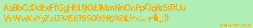 フォントQuickcut – オレンジの文字が緑の背景にあります。