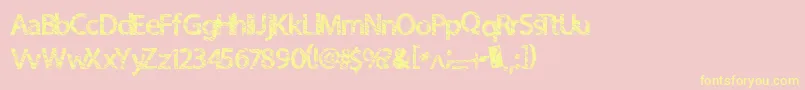 Quickcut-fontti – keltaiset fontit vaaleanpunaisella taustalla