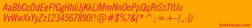 NewsGothicCondensedItalicBt Font – Red Fonts on Orange Background