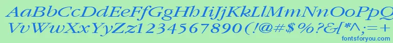 GarnetbroadItalic Font – Blue Fonts on Green Background