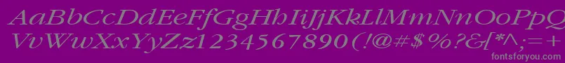 GarnetbroadItalic-Schriftart – Graue Schriften auf violettem Hintergrund