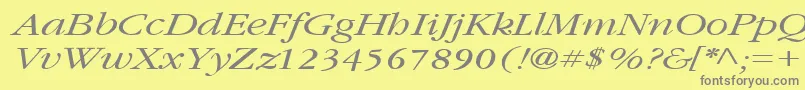 Czcionka GarnetbroadItalic – szare czcionki na żółtym tle