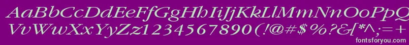 GarnetbroadItalic Font – Green Fonts on Purple Background