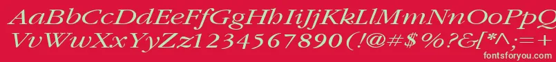 Czcionka GarnetbroadItalic – zielone czcionki na czerwonym tle