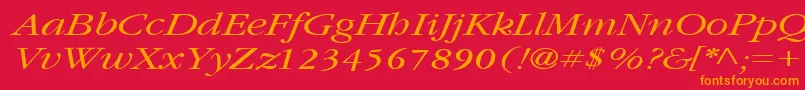 Шрифт GarnetbroadItalic – оранжевые шрифты на красном фоне