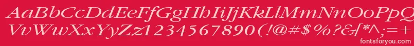 GarnetbroadItalic-fontti – vaaleanpunaiset fontit punaisella taustalla