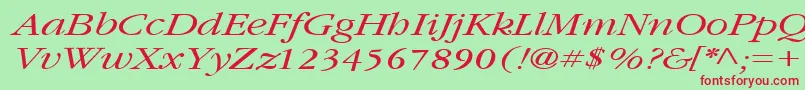 GarnetbroadItalic Font – Red Fonts on Green Background