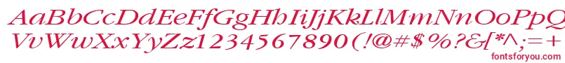 GarnetbroadItalic-fontti – punaiset fontit valkoisella taustalla