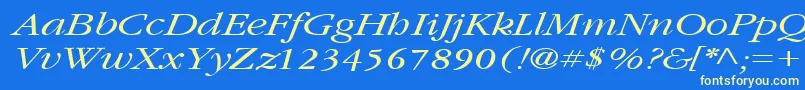 Czcionka GarnetbroadItalic – żółte czcionki na niebieskim tle