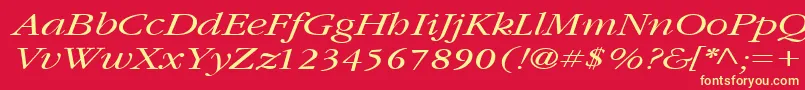 Шрифт GarnetbroadItalic – жёлтые шрифты на красном фоне