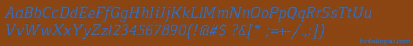 GasparRegularItalic Font – Blue Fonts on Brown Background
