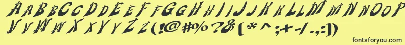 Fonte Wankledisplaycaps – fontes pretas em um fundo amarelo