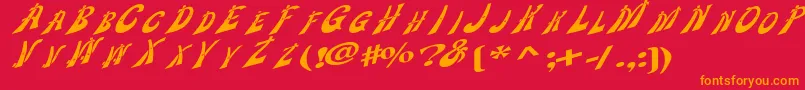 Wankledisplaycaps Font – Orange Fonts on Red Background