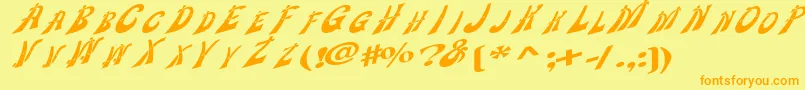 Wankledisplaycaps Font – Orange Fonts on Yellow Background