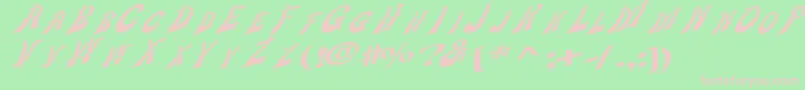 Wankledisplaycaps-Schriftart – Rosa Schriften auf grünem Hintergrund