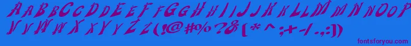 Wankledisplaycaps Font – Purple Fonts on Blue Background