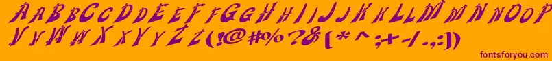 Wankledisplaycaps Font – Purple Fonts on Orange Background