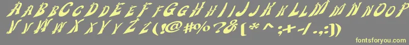Wankledisplaycaps-Schriftart – Gelbe Schriften auf grauem Hintergrund