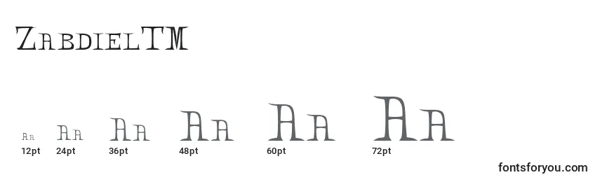 ZabdielTM Font Sizes