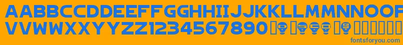 Hagane Font – Blue Fonts on Orange Background