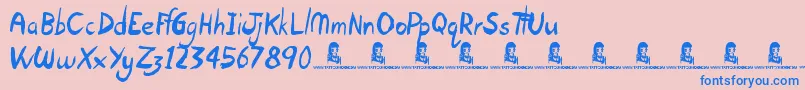 フォントOpenHours – ピンクの背景に青い文字