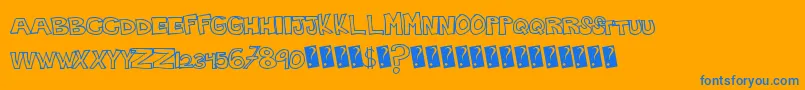 Plainhandline Font – Blue Fonts on Orange Background