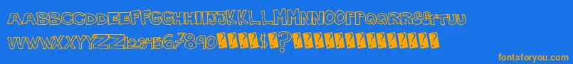 フォントPlainhandline – オレンジ色の文字が青い背景にあります。
