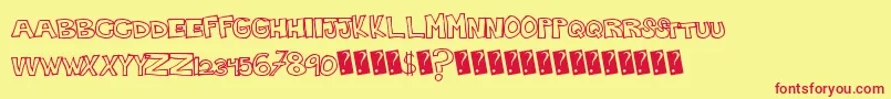 Plainhandline-Schriftart – Rote Schriften auf gelbem Hintergrund