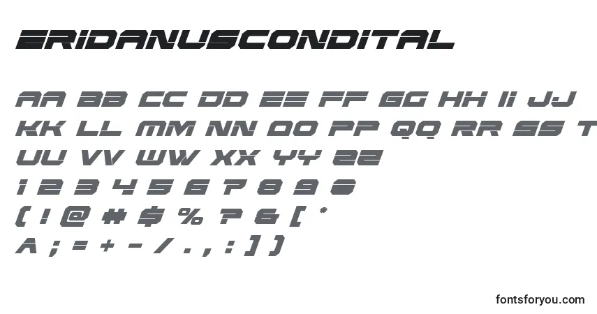 Eridanuscondital-fontti – aakkoset, numerot, erikoismerkit