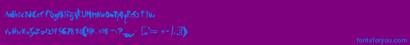 Duetrwoo-Schriftart – Blaue Schriften auf violettem Hintergrund