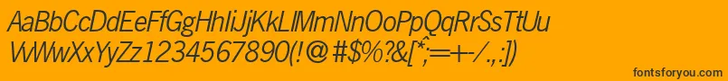 Шрифт N691SansItalic – чёрные шрифты на оранжевом фоне