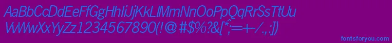 N691SansItalic Font – Blue Fonts on Purple Background