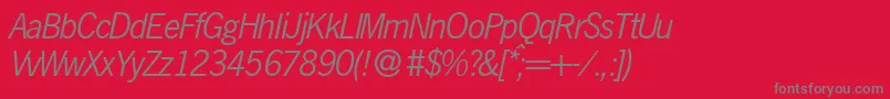 Fonte N691SansItalic – fontes cinzas em um fundo vermelho