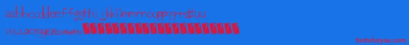 Lowcase-Schriftart – Rote Schriften auf blauem Hintergrund