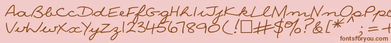 Saiba mais sobre a fonte NinacttNormal Fonte NinacttNormal – fontes marrons em um fundo rosa