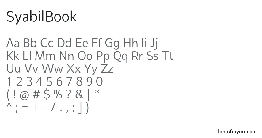 Czcionka SyabilBook – alfabet, cyfry, specjalne znaki