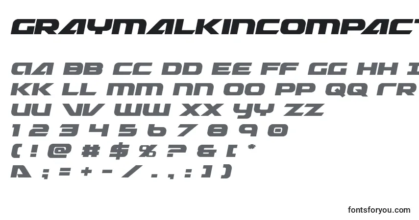 A fonte Graymalkincompact – alfabeto, números, caracteres especiais