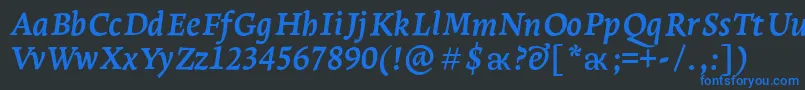 LeksaproBoldItalic Font – Blue Fonts on Black Background