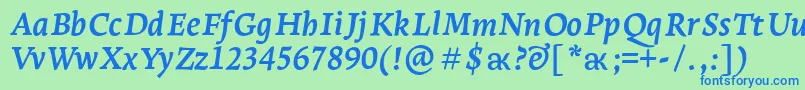 LeksaproBoldItalic Font – Blue Fonts on Green Background