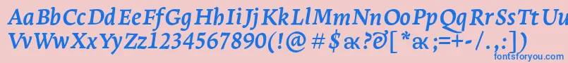 LeksaproBoldItalic Font – Blue Fonts on Pink Background