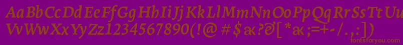 LeksaproBoldItalic Font – Brown Fonts on Purple Background